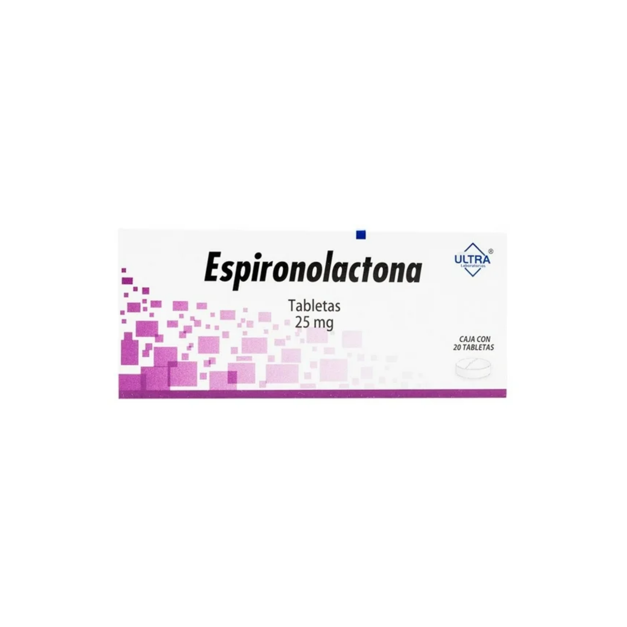 Espironolactona 25mg, Ultra Lab, 20 Tabletas